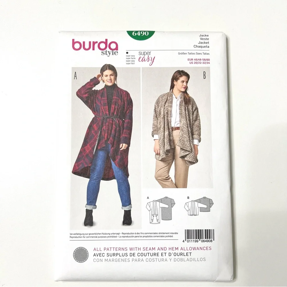 Burda 6490 Easy Women’s Jacket Sewing Pattern